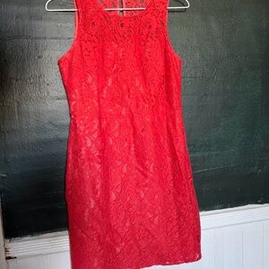 J. Crew Vibrant Red Lace Mini Dress